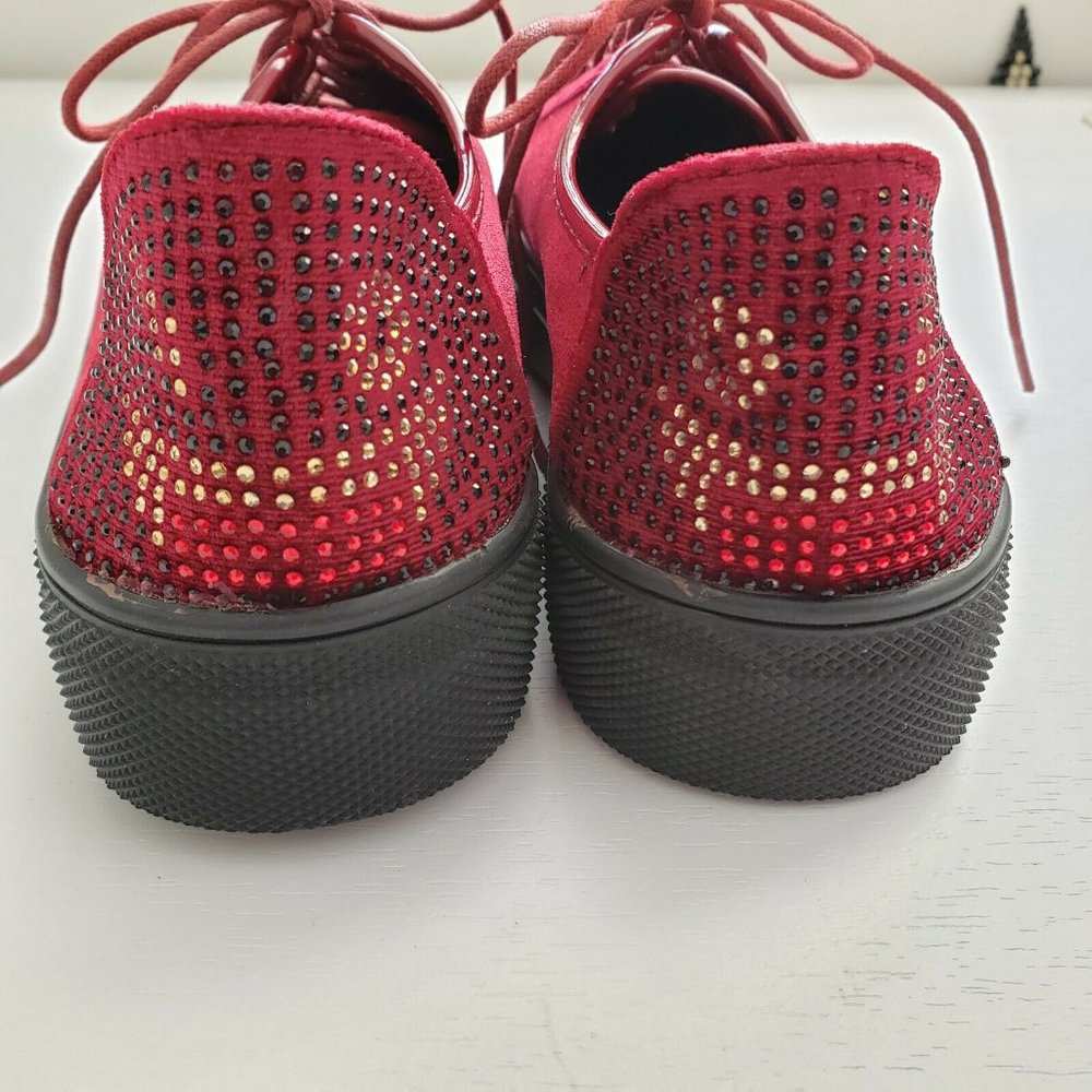 Migato Rare Burgandy Velvet Emoji Heel Sneaker - Picture 5 of 8